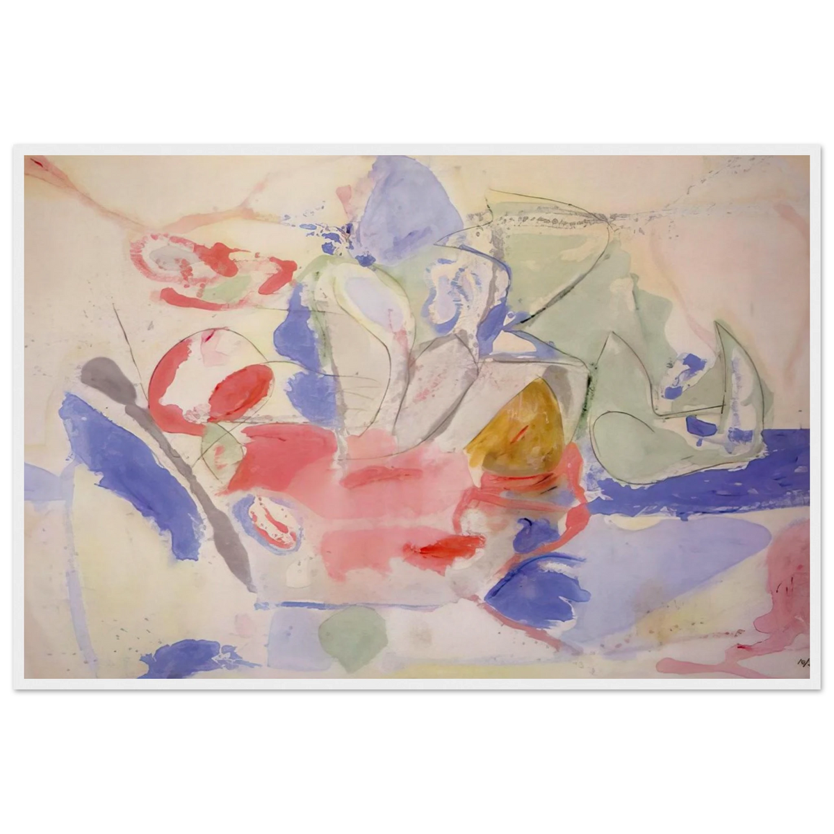 Mountains and Sea - 1952 Framed Poster | Helen Frankenthaler Framed Prints Wall Art | Frankenthaler Helen