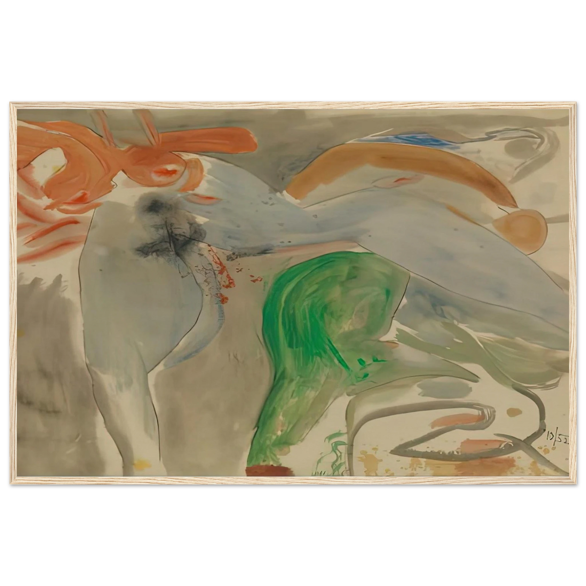 Scene with Nude, 1952- Framed Poster | Helen Frankenthaler Framed Prints Wall Art | Frankenthaler Helen