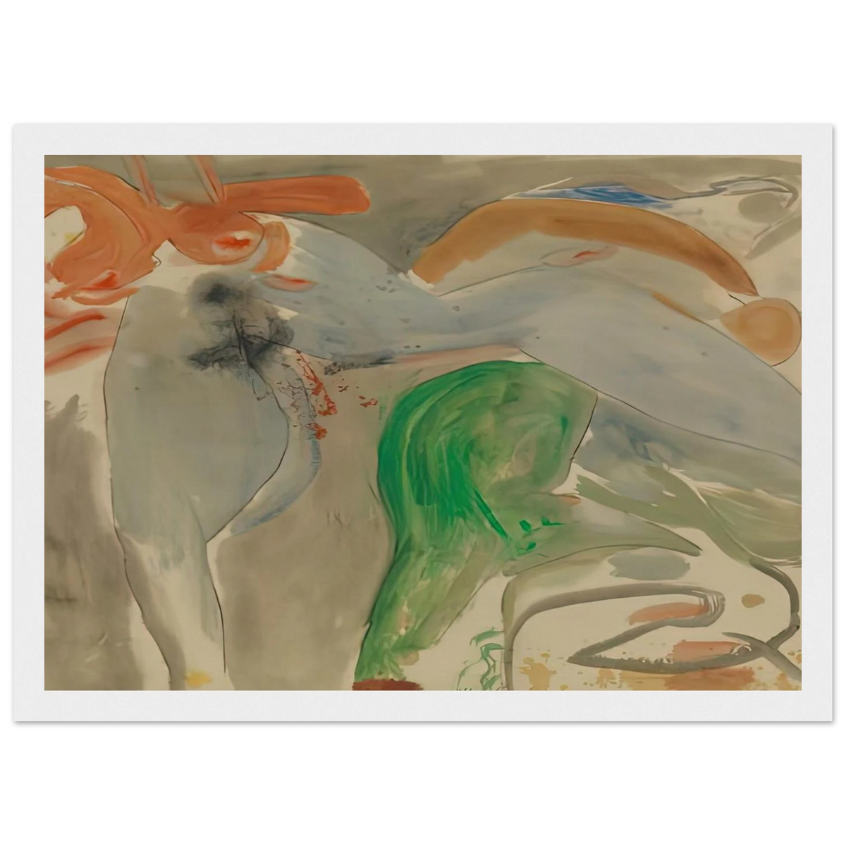 Scene with Nude, 1952- Framed Poster | Helen Frankenthaler Framed Prints Wall Art | Frankenthaler Helen