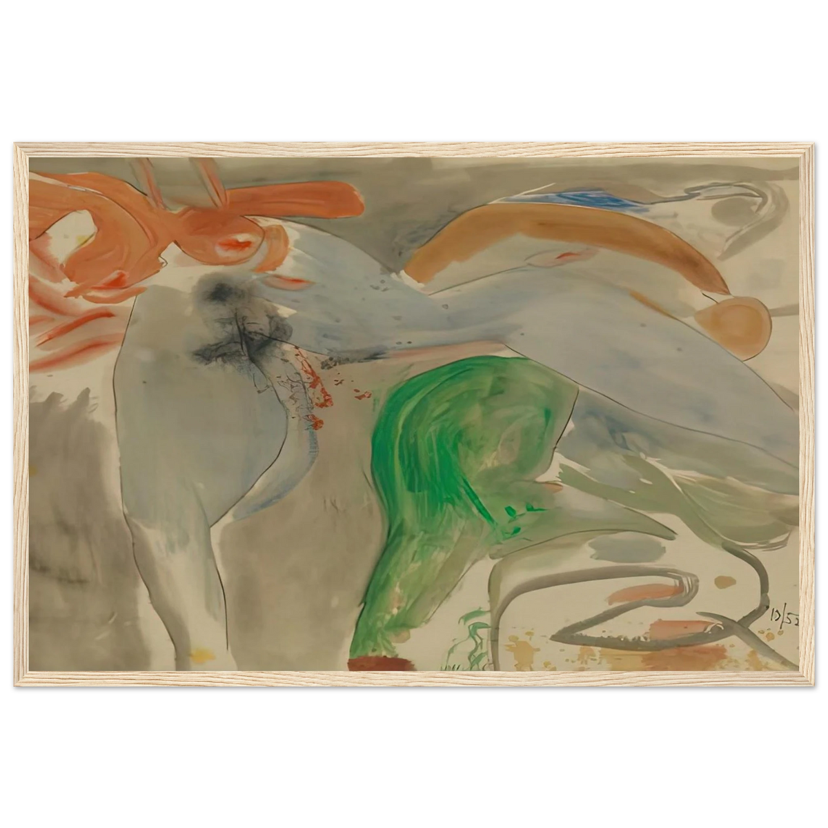 Scene with Nude, 1952- Framed Poster | Helen Frankenthaler Framed Prints Wall Art | Frankenthaler Helen