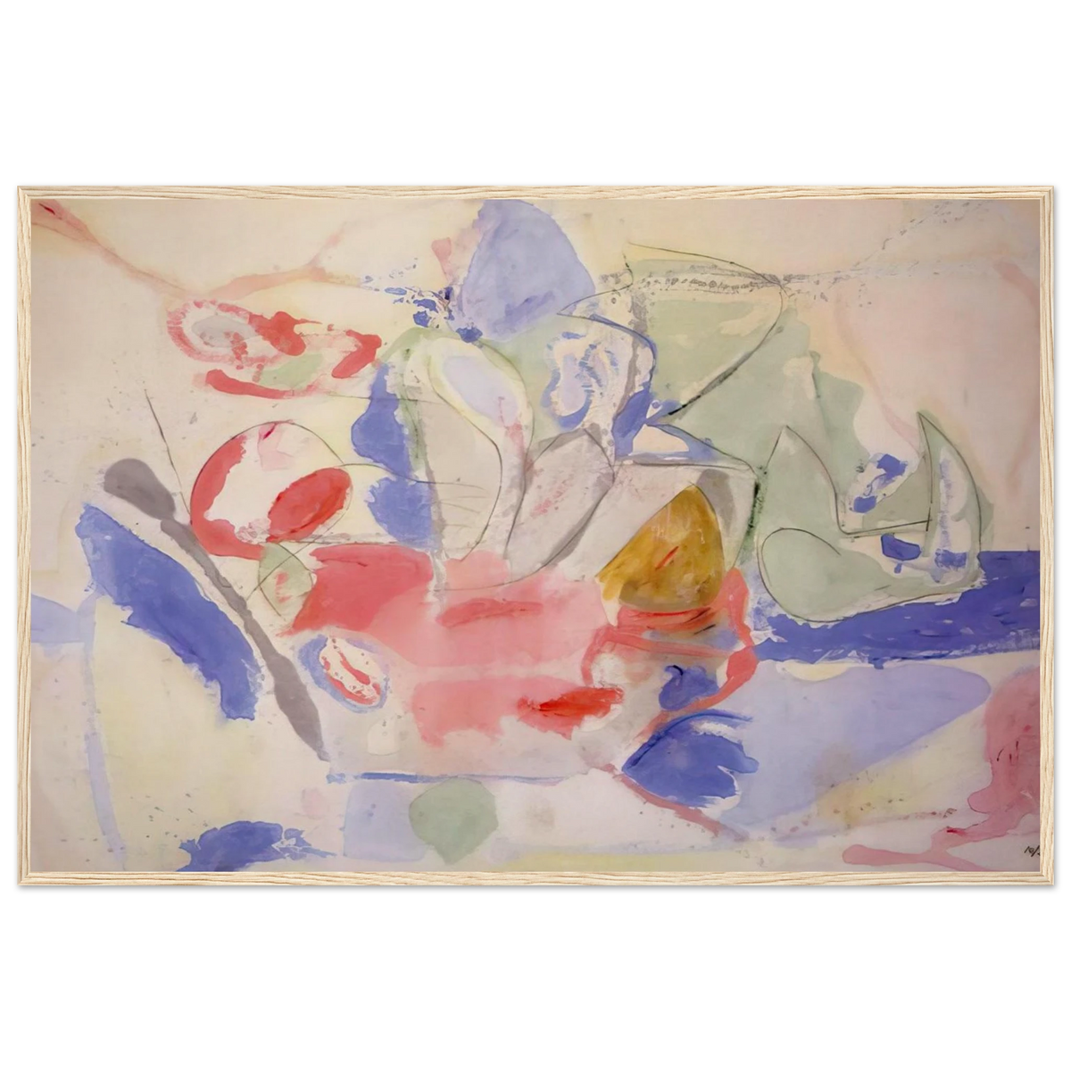 Mountains and Sea - 1952 Framed Poster | Helen Frankenthaler Framed Prints Wall Art | Frankenthaler Helen