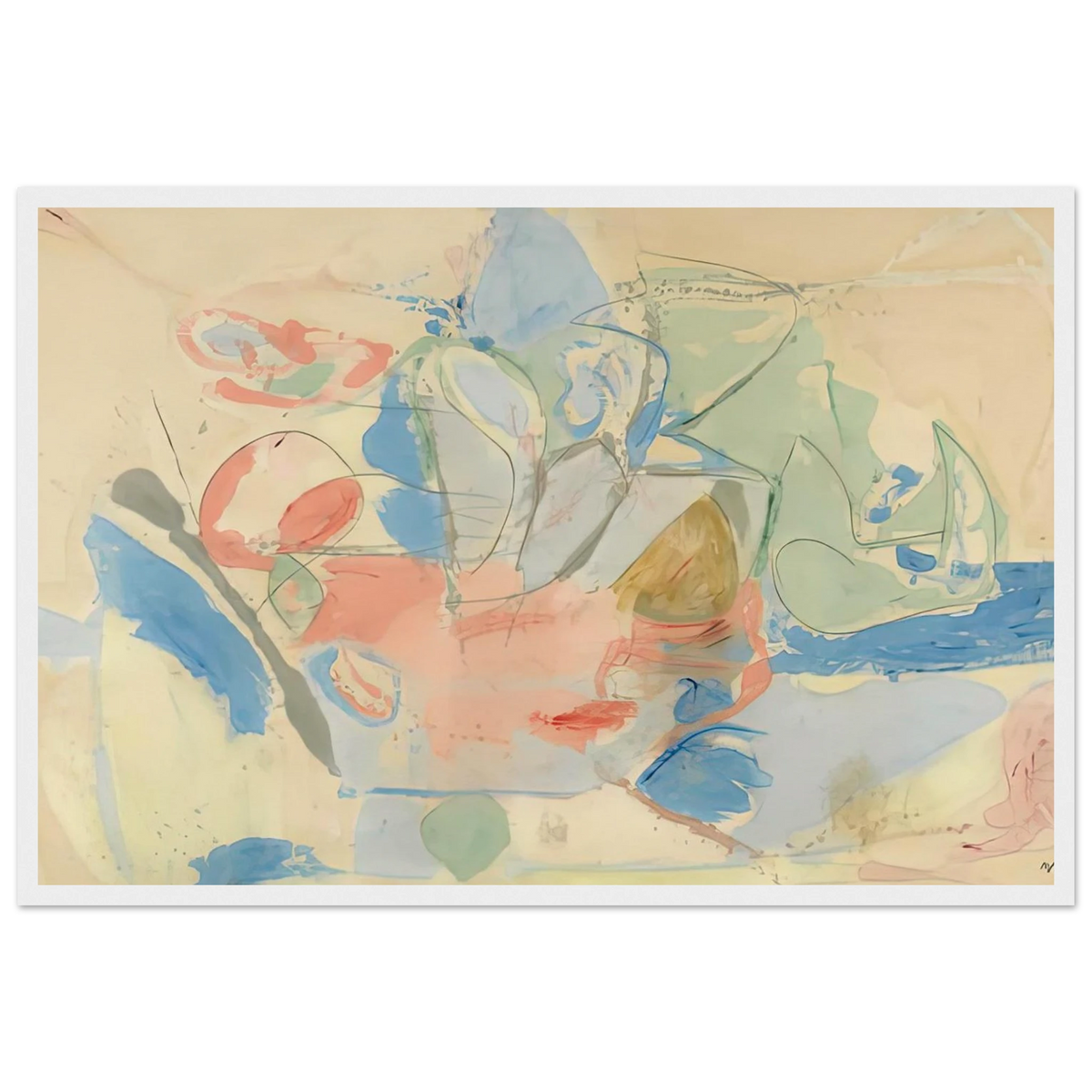Mountains and Sea, 1952- Framed Poster | Helen Frankenthaler Framed Prints Wall Art | Frankenthaler Helen