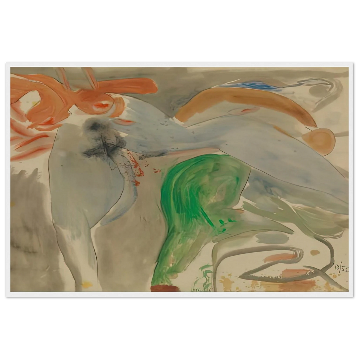 Scene with Nude, 1952- Framed Poster | Helen Frankenthaler Framed Prints Wall Art | Frankenthaler Helen