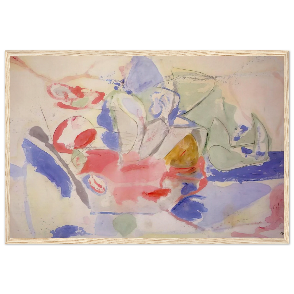 Mountains and Sea - 1952 Framed Poster | Helen Frankenthaler Framed Prints Wall Art | Frankenthaler Helen