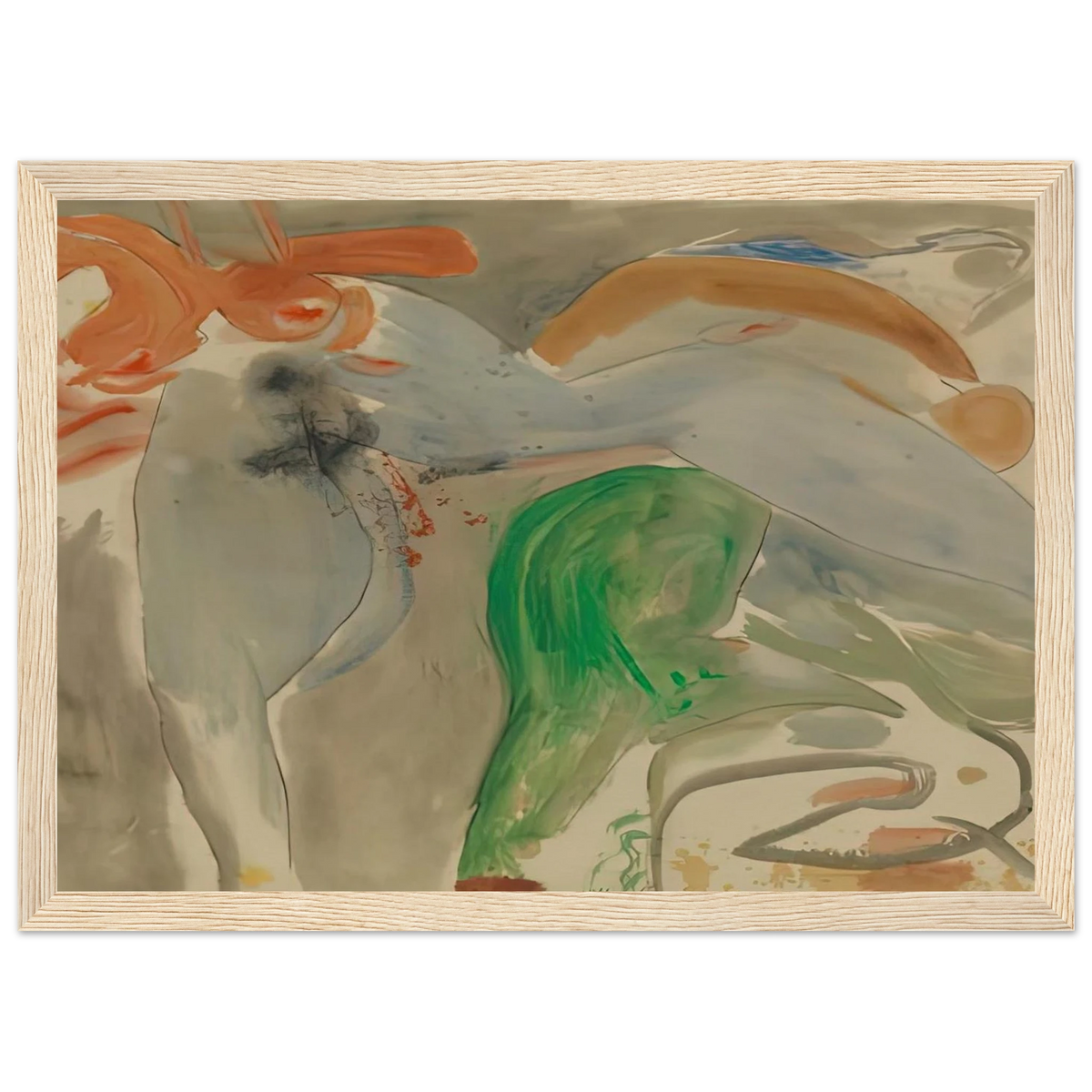 Scene with Nude, 1952- Framed Poster | Helen Frankenthaler Framed Prints Wall Art | Frankenthaler Helen