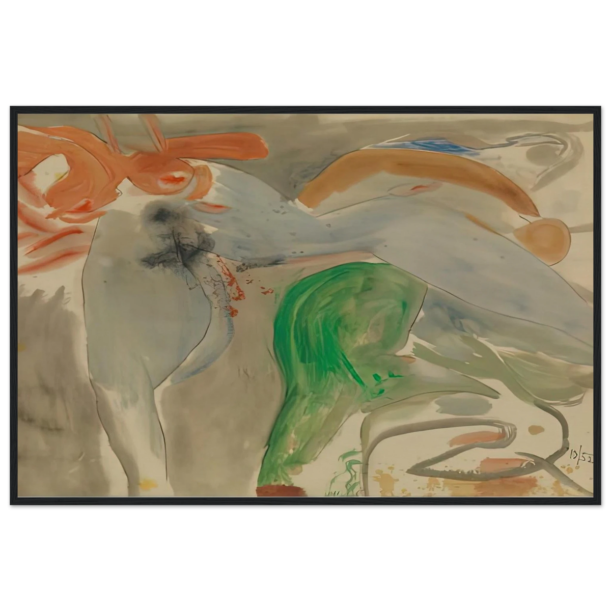 Scene with Nude, 1952- Framed Poster | Helen Frankenthaler Framed Prints Wall Art | Frankenthaler Helen