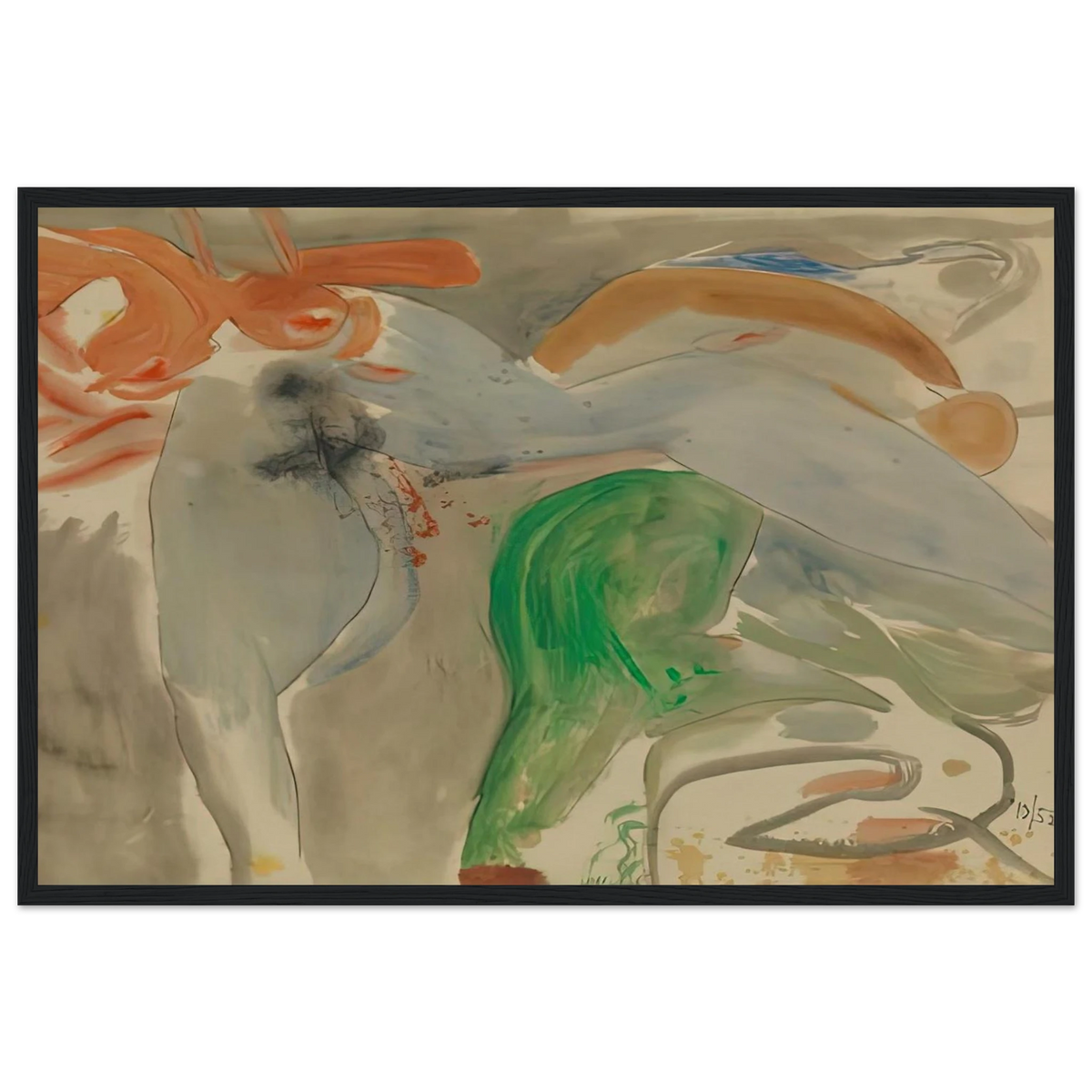 Scene with Nude, 1952- Framed Poster | Helen Frankenthaler Framed Prints Wall Art | Frankenthaler Helen