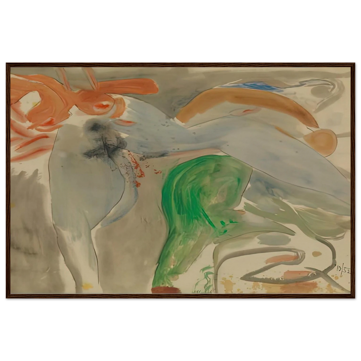 Scene with Nude, 1952- Framed Poster | Helen Frankenthaler Framed Prints Wall Art | Frankenthaler Helen
