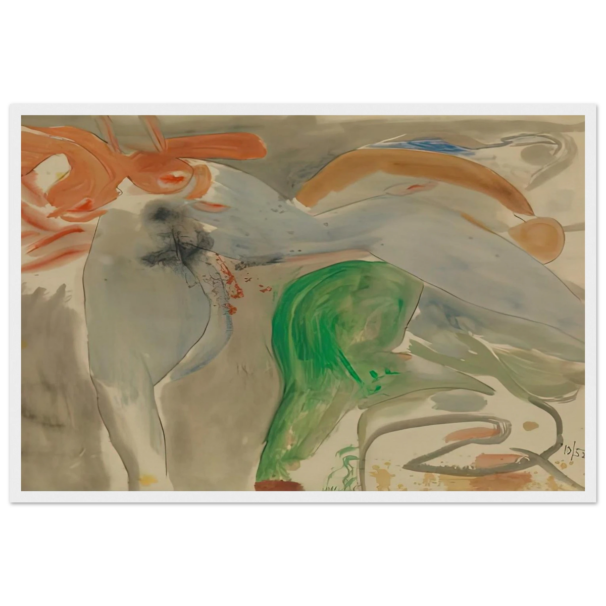 Scene with Nude, 1952- Framed Poster | Helen Frankenthaler Framed Prints Wall Art | Frankenthaler Helen