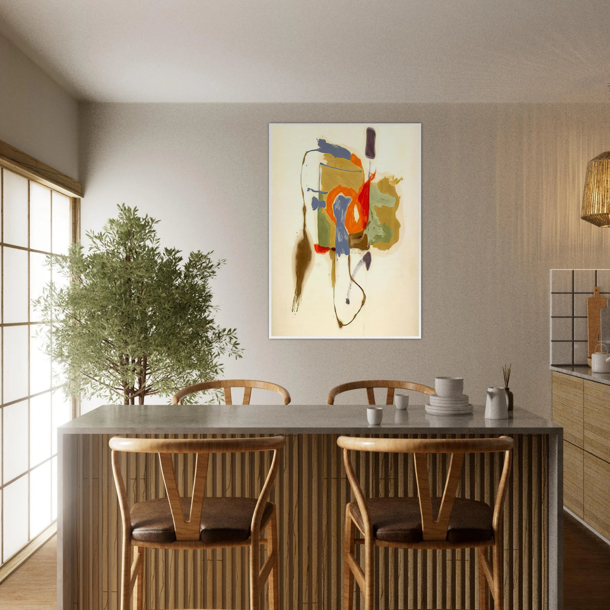 Blue Form in a Scene - 1961 Framed Poster | Helen Frankenthaler Framed Prints Wall Art | Frankenthaler Helen