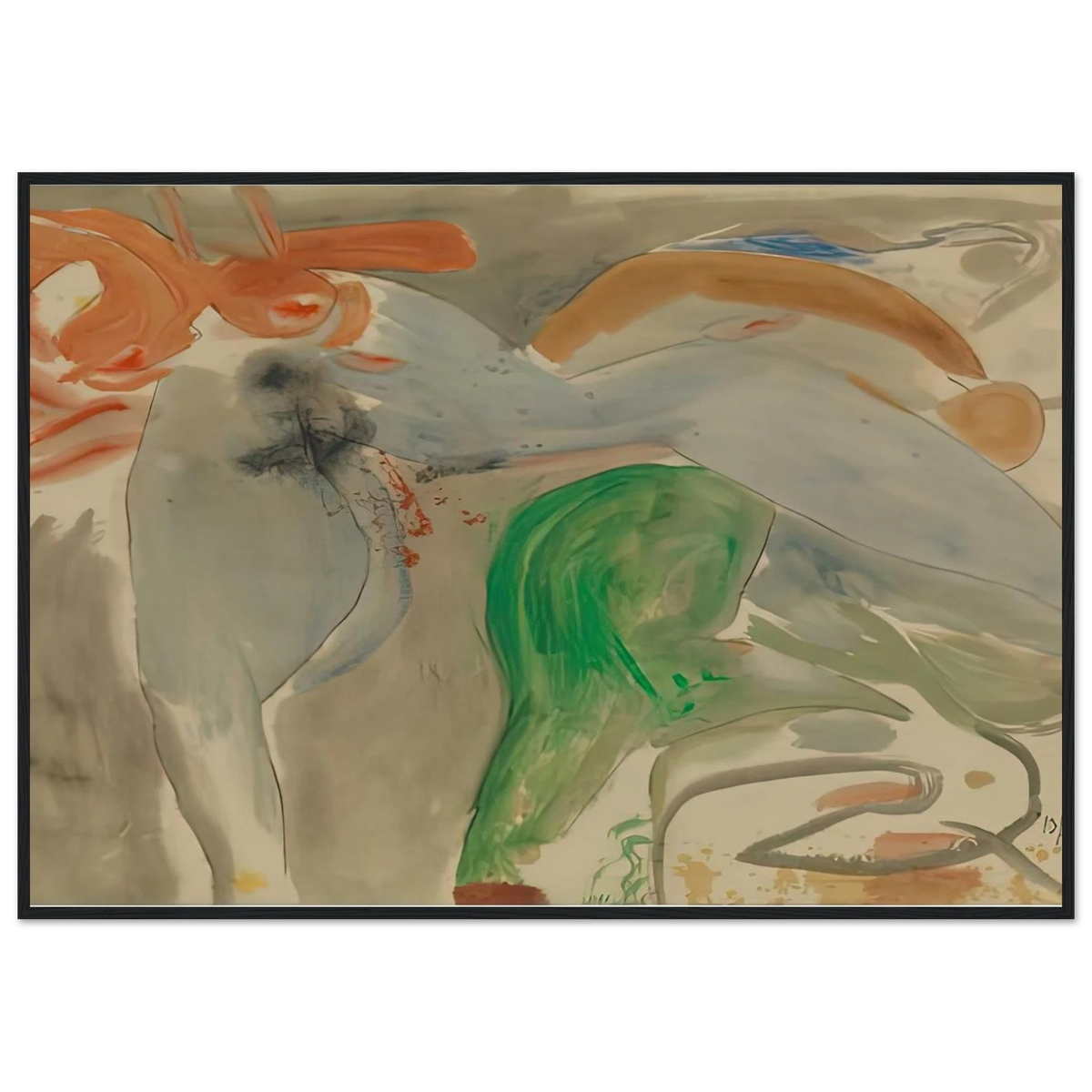 Scene with Nude, 1952- Framed Poster | Helen Frankenthaler Framed Prints Wall Art | Frankenthaler Helen