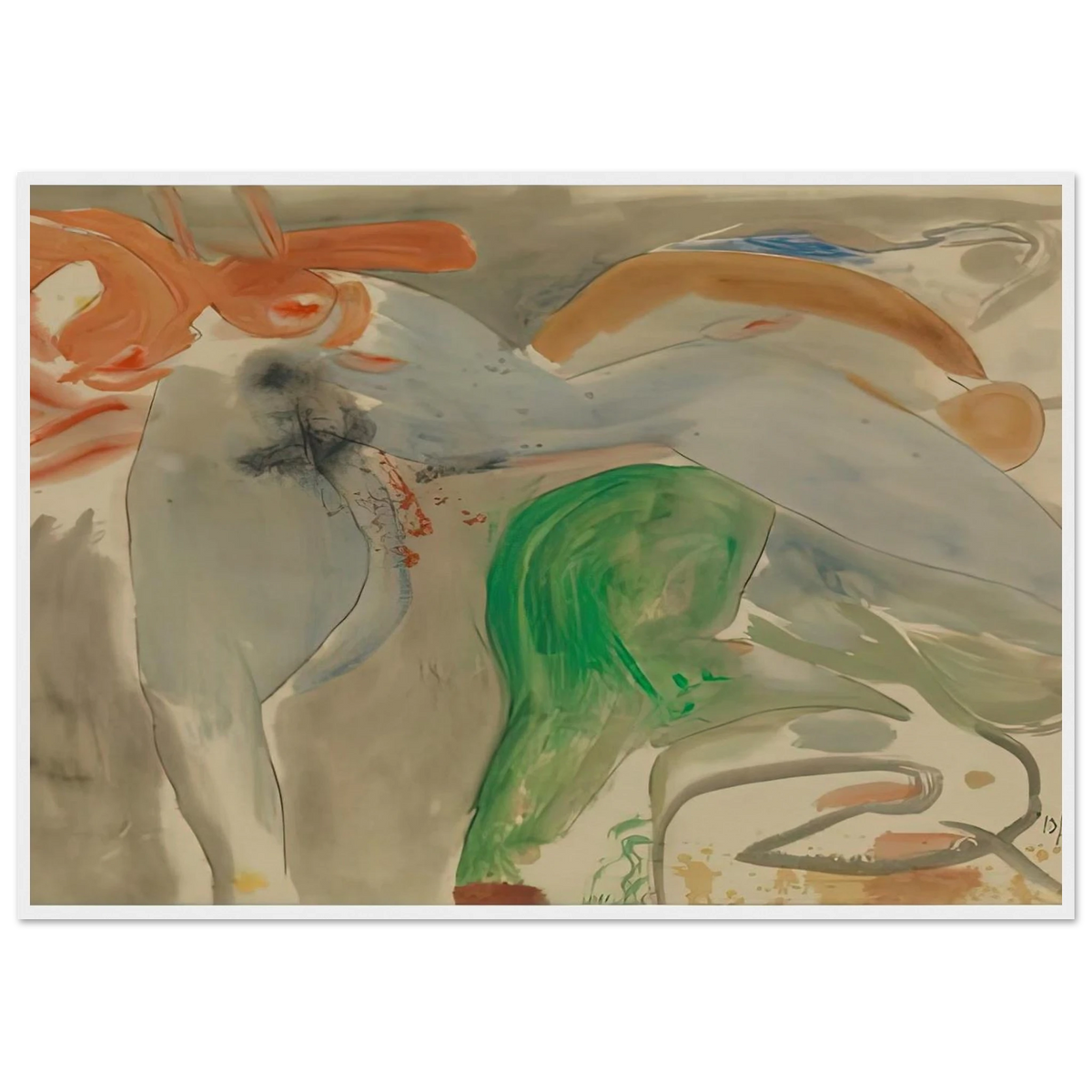 Scene with Nude, 1952- Framed Poster | Helen Frankenthaler Framed Prints Wall Art | Frankenthaler Helen