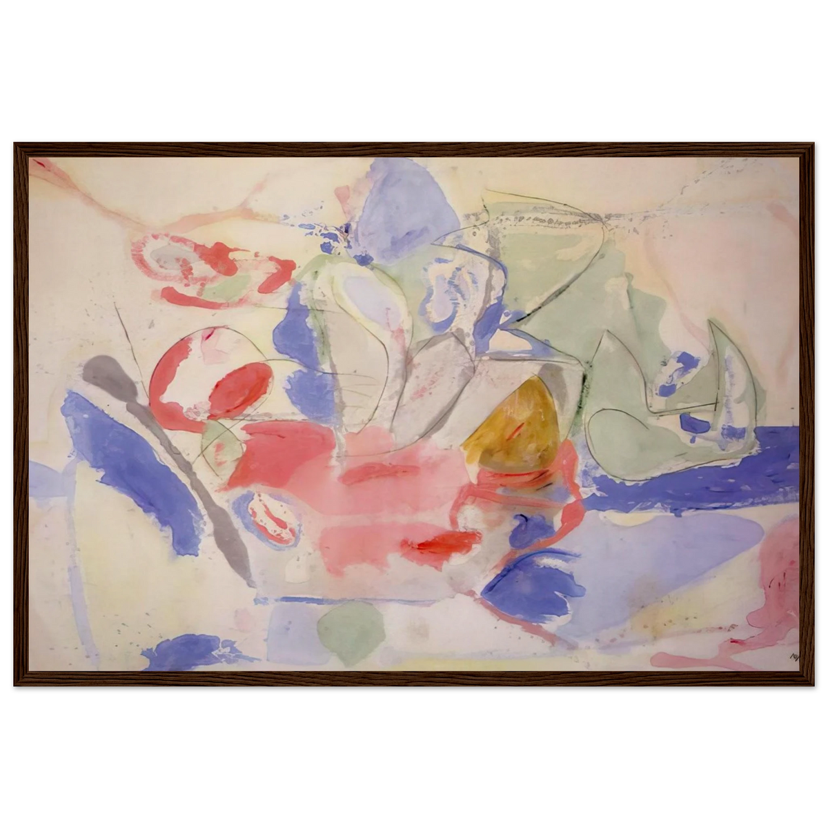 Mountains and Sea - 1952 Framed Poster | Helen Frankenthaler Framed Prints Wall Art | Frankenthaler Helen