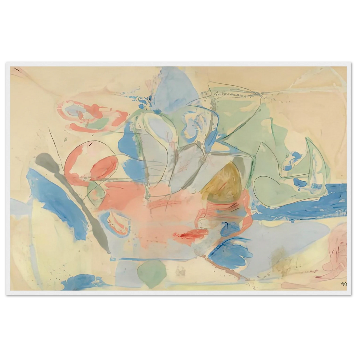 Mountains and Sea, 1952- Framed Poster | Helen Frankenthaler Framed Prints Wall Art | Frankenthaler Helen