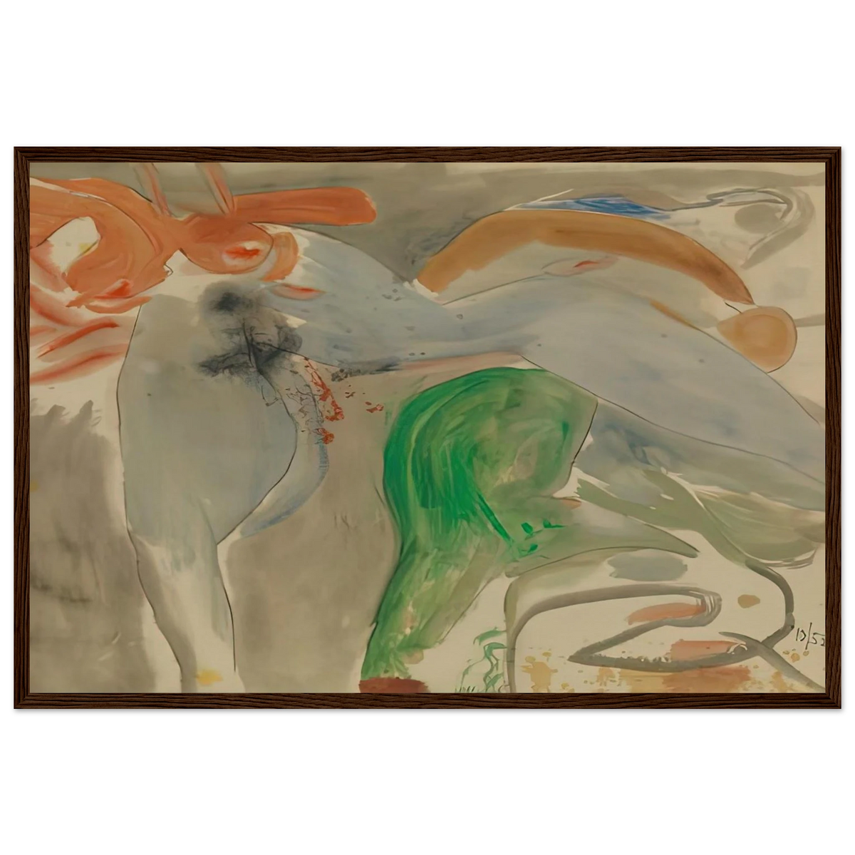 Scene with Nude, 1952- Framed Poster | Helen Frankenthaler Framed Prints Wall Art | Frankenthaler Helen
