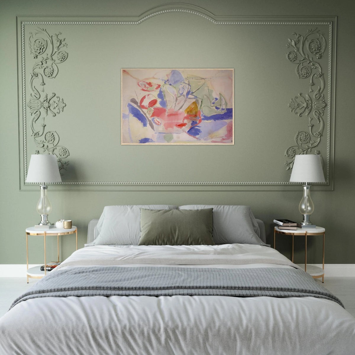 Mountains and Sea - 1952 Framed Poster | Helen Frankenthaler Framed Prints Wall Art | Frankenthaler Helen