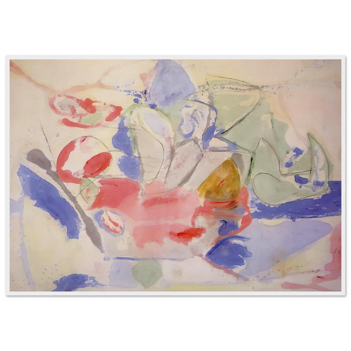 Mountains and Sea - 1952 Framed Poster | Helen Frankenthaler Framed Prints Wall Art | Frankenthaler Helen