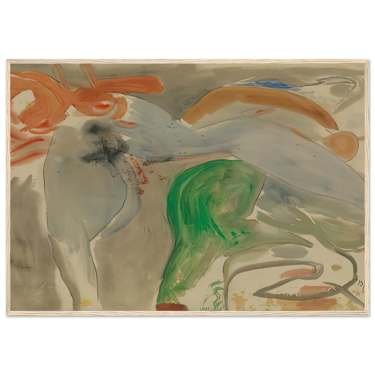 Scene with Nude, 1952- Framed Poster | Helen Frankenthaler Framed Prints Wall Art | Frankenthaler Helen